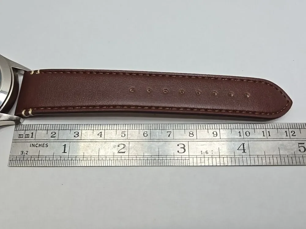 Elevon Hanson Blue Dial Pilot Watch Brown Leather Strap New Battery 42mm